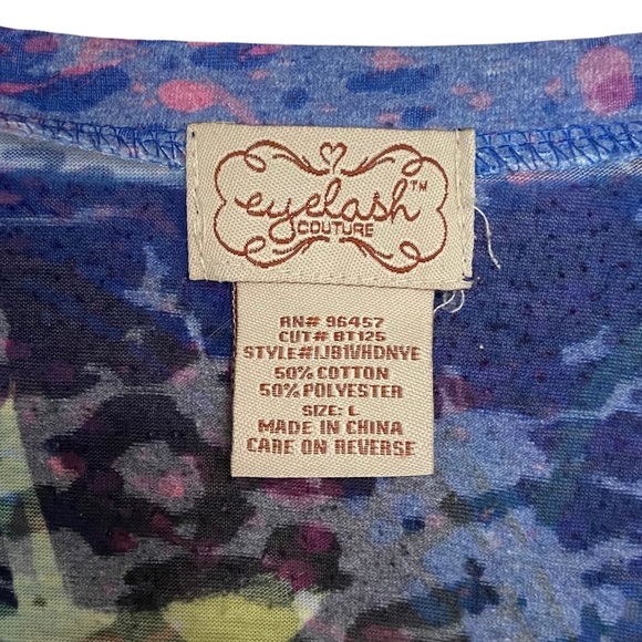 Eyelash Couture V-Neck Abstract Print Stars and Metal Studs Size Large - Picture 5 of 6